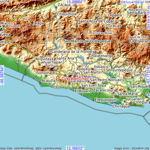 Topographic map of Cuscatancingo