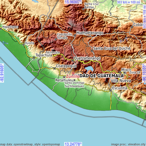 Topographic map of Zunilito