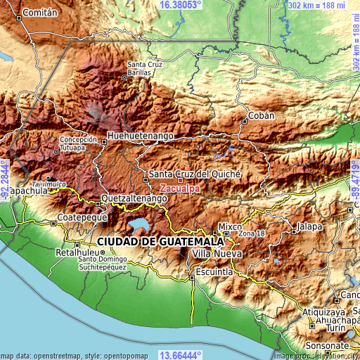Topographic map of Zacualpa