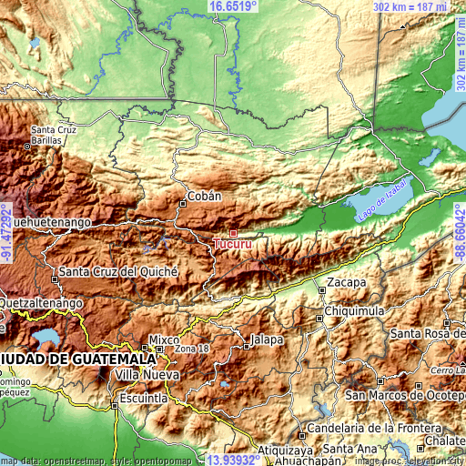 Topographic map of Tucurú