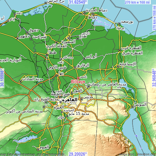 Topographic map of Bilbays
