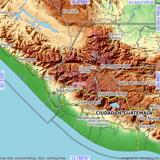 Topographic map of Tejutla