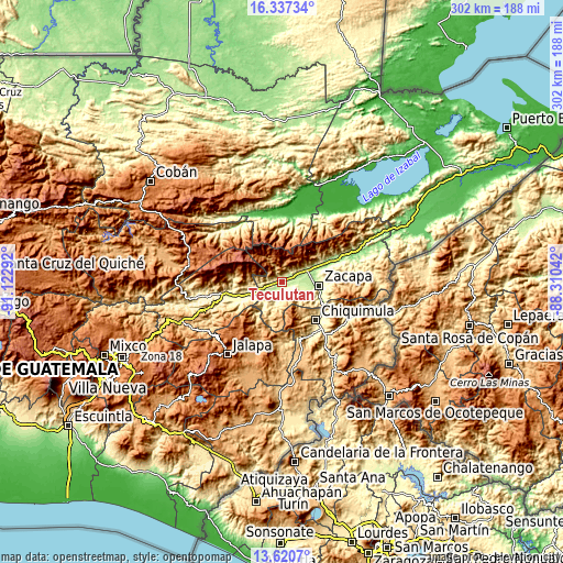 Topographic map of Teculután