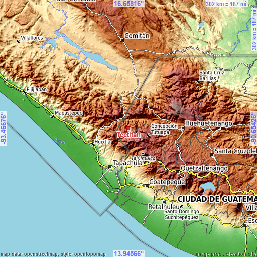 Topographic map of Tectitán