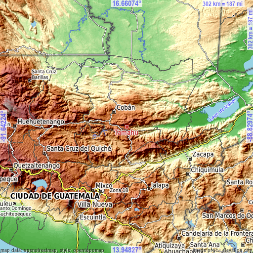 Topographic map of Tamahú
