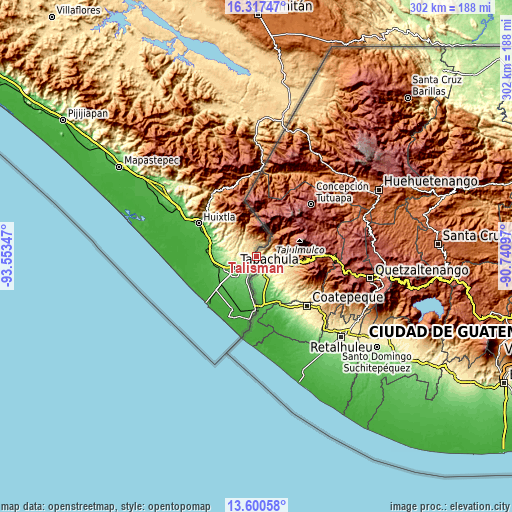 Topographic map of Talismán