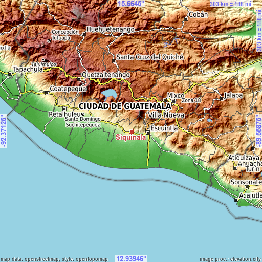 Topographic map of Siquinalá