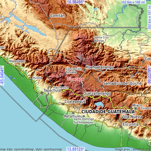 Topographic map of Sipacapa