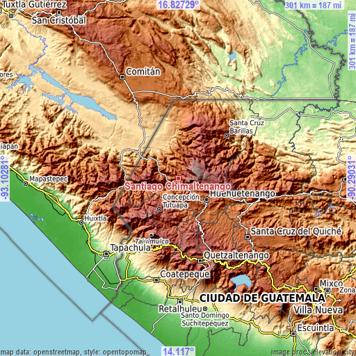 Topographic map of Santiago Chimaltenango