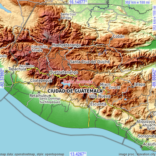 Topographic map of Santa Apolonia