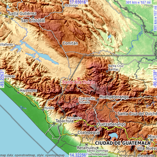 Topographic map of Santa Ana Huista