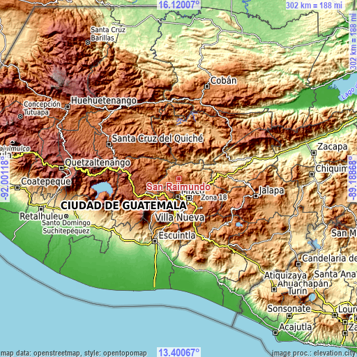Topographic map of San Raimundo