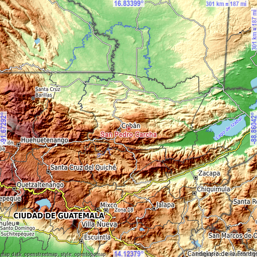 Topographic map of San Pedro Carchá
