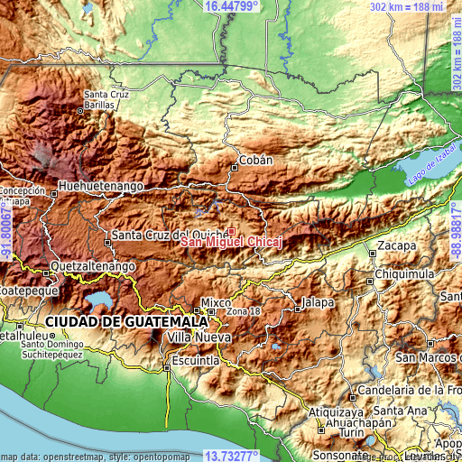 Topographic map of San Miguel Chicaj