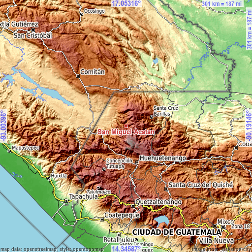 Topographic map of San Miguel Acatán