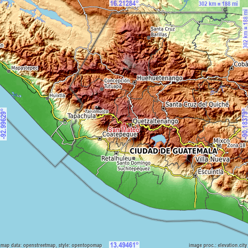 Topographic map of San Mateo