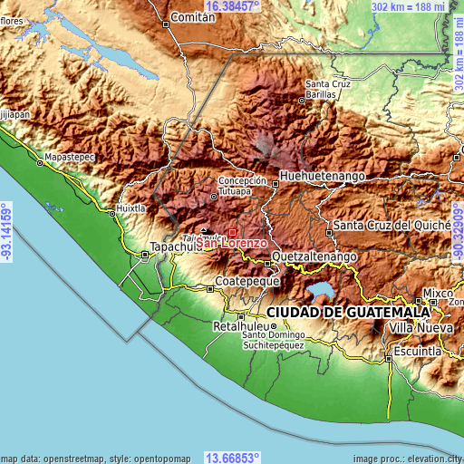 Topographic map of San Lorenzo