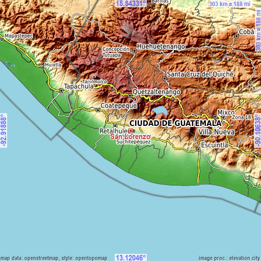 Topographic map of San Lorenzo