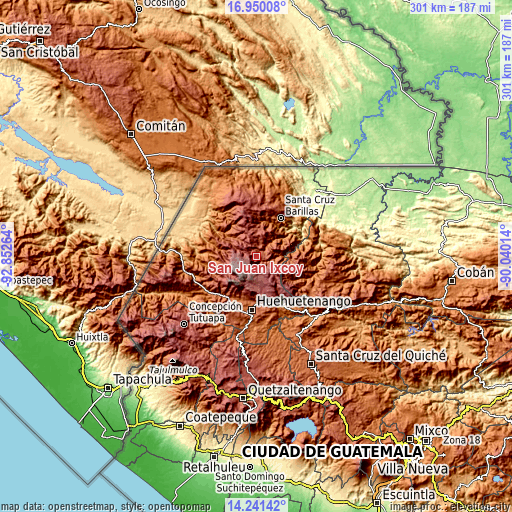 Topographic map of San Juan Ixcoy