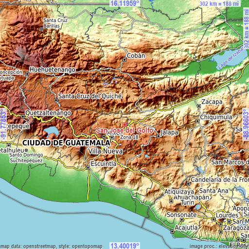 Topographic map of San José del Golfo