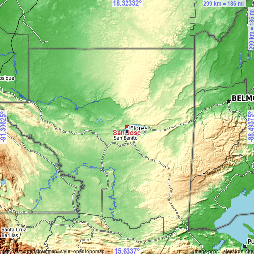 Topographic map of San José