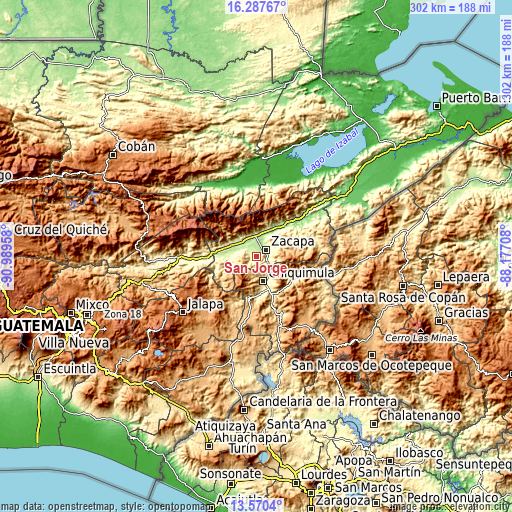 Topographic map of San Jorge