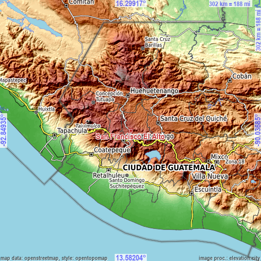 Topographic map of San Francisco El Alto