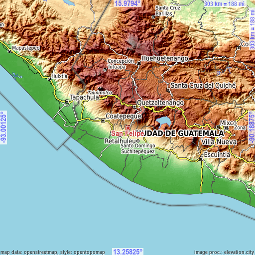 Topographic map of San Felipe