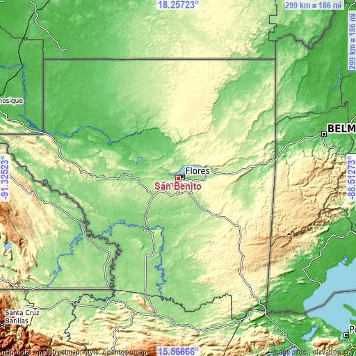 Topographic map of San Benito