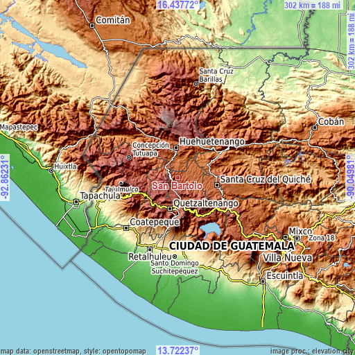 Topographic map of San Bartolo