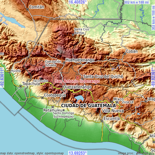 Topographic map of San Antonio Ilotenango