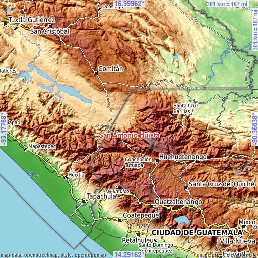 Topographic map of San Antonio Huista