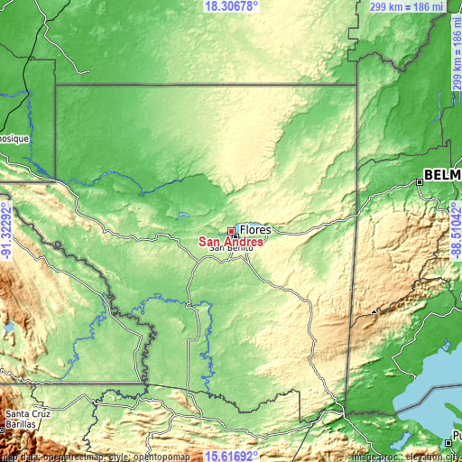 Topographic map of San Andrés