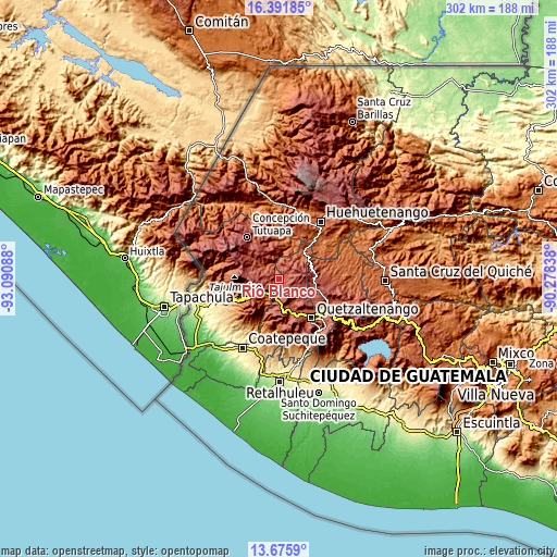 Topographic map of Río Blanco