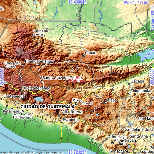 Topographic map of Rabinal