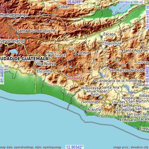 Topographic map of Quesada