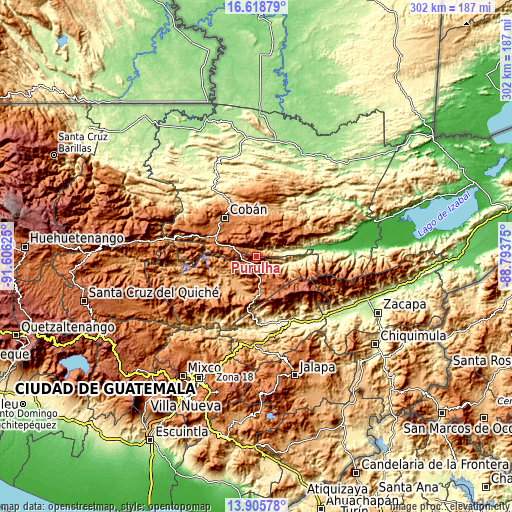 Topographic map of Purulhá