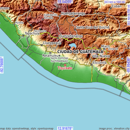 Topographic map of Tiquisate
