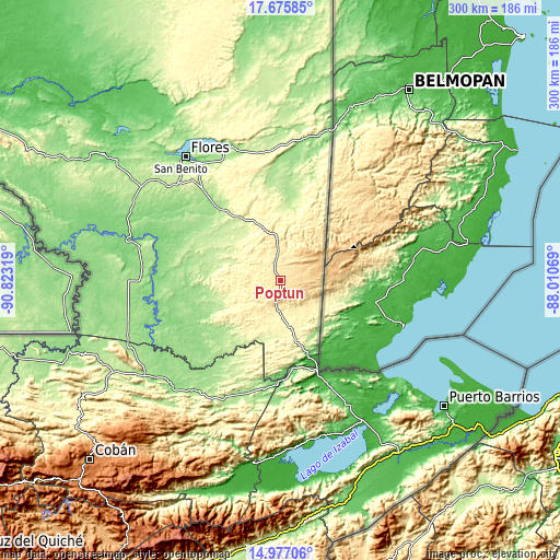 Topographic map of Poptún