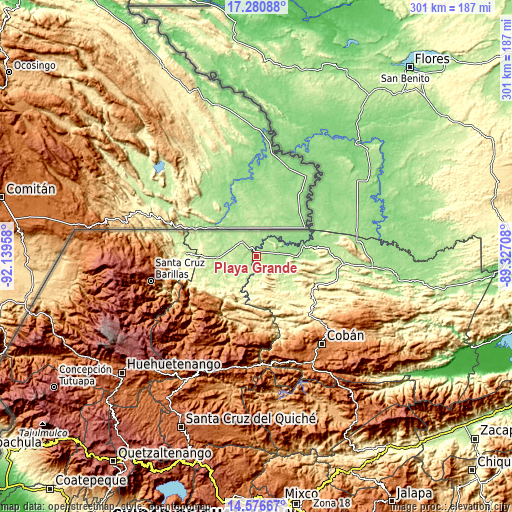 Topographic map of Playa Grande