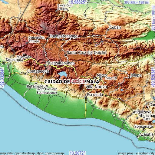 Topographic map of Patzicía