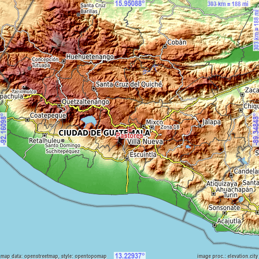 Topographic map of Pastores