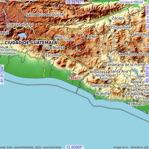Topographic map of Pasaco