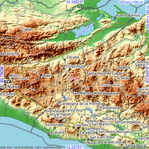 Topographic map of Olopa