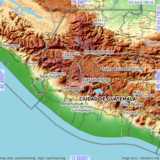 Topographic map of Olintepeque