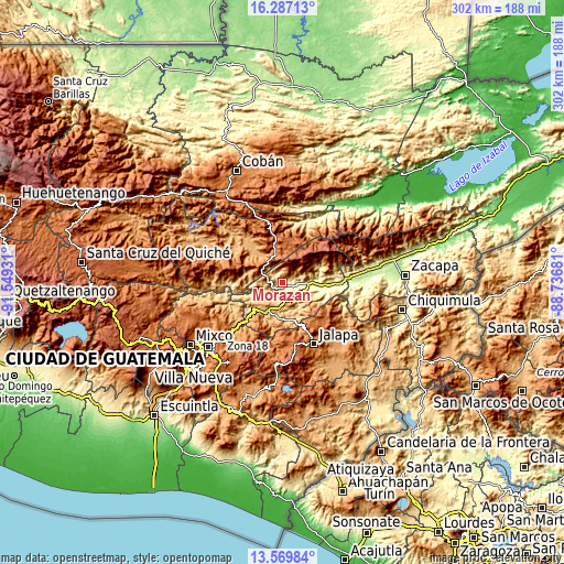 Topographic map of Morazán