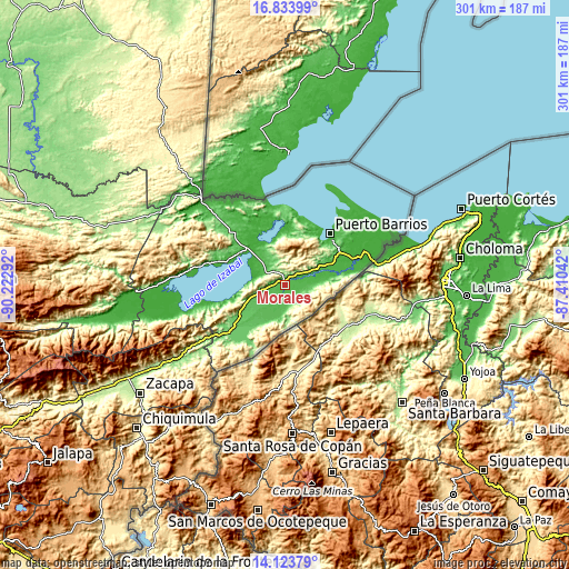 Topographic map of Morales