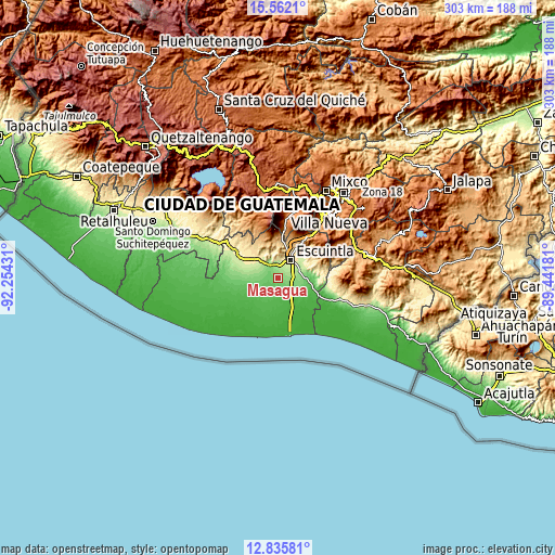 Topographic map of Masagua