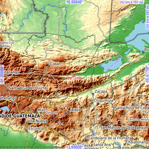 Topographic map of La Tinta