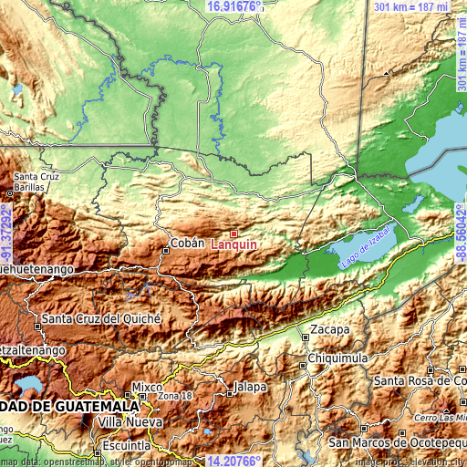 Topographic map of Lanquín